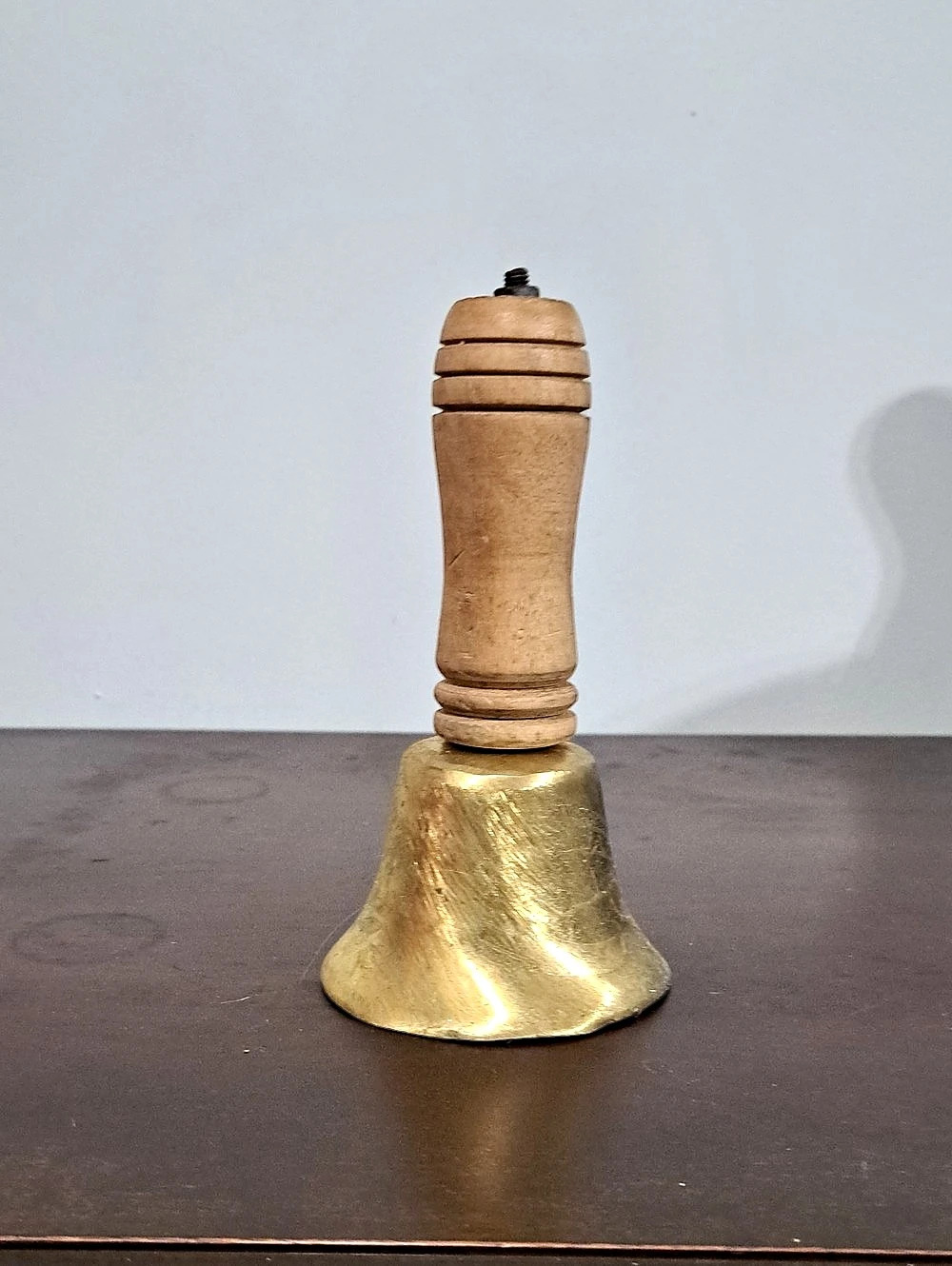 Brass Tone Bell with Wooden Handle